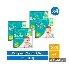 PAMPERS - Pañales Confort Sec XG 64 pañales