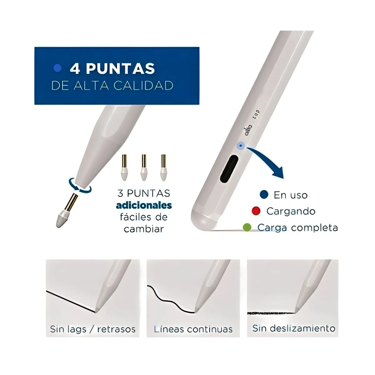 ACTUAL - Lápiz Pencil Tactil Stylus 4 Puntas De Repuesto