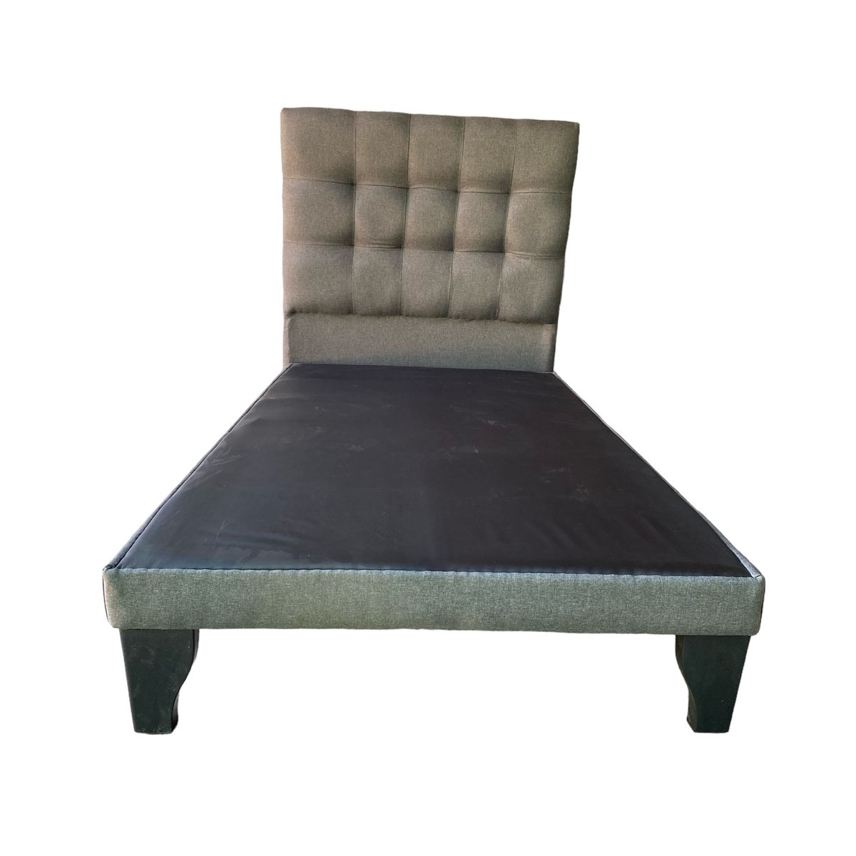 GENERICO - Base Europea 1 Plaza + Respaldo 1 plaza Valencia  Tela Gris Oscuro