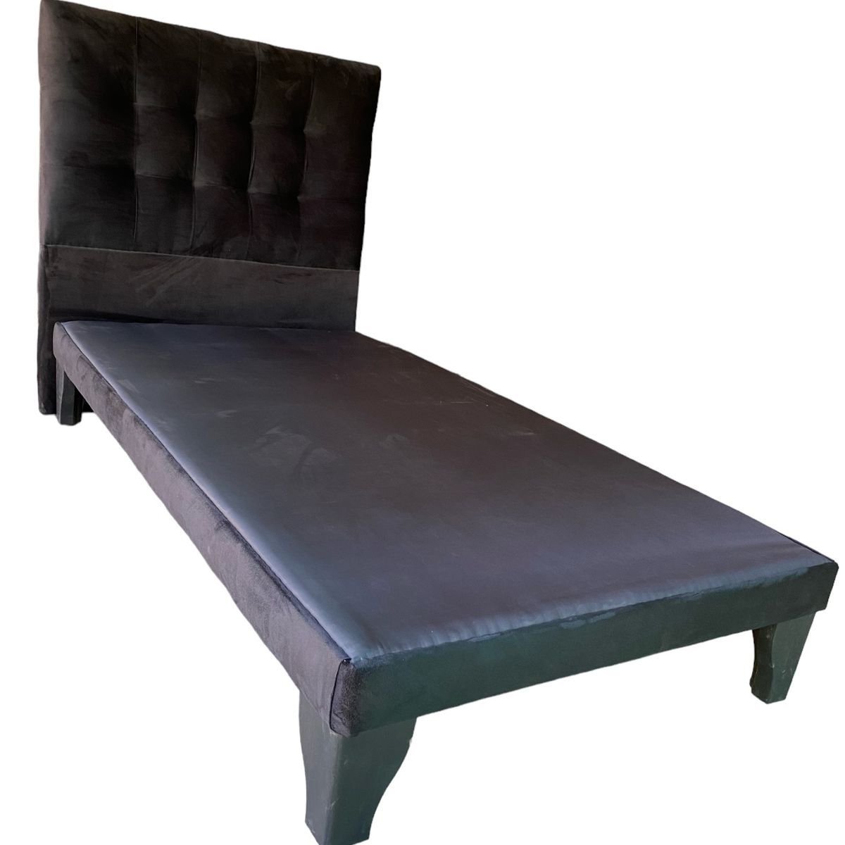 GENERICO - Base Europea 1.5 Plazas + Respaldo 1.5 Plazas Valencia  Felpa Negro