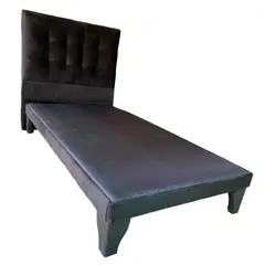 GENERICO - Base Europea 1.5 Plazas + Respaldo 1.5 Plazas Valencia Felpa Negro.
