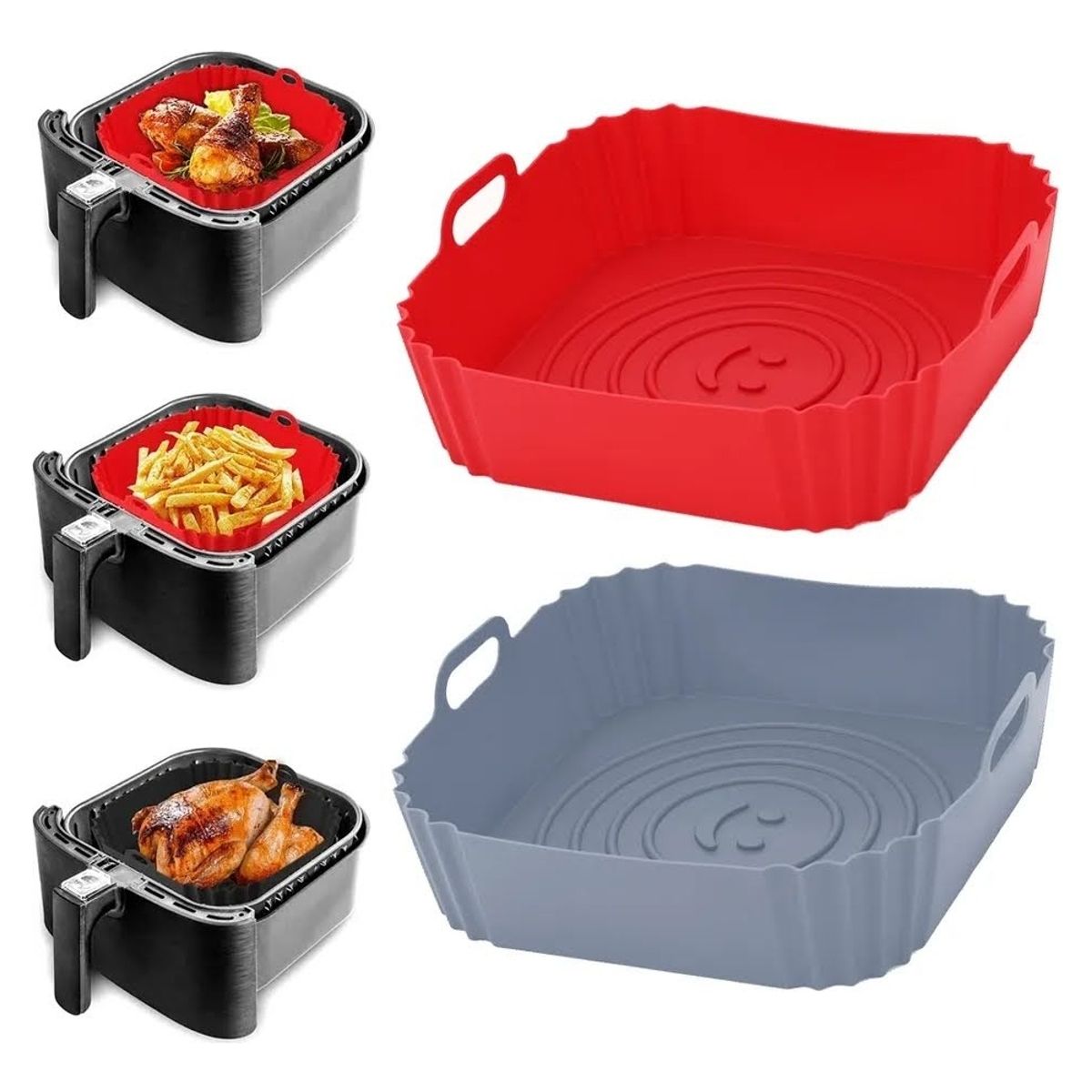 U BUY - Set X2 Bandeja Silicona Anti Adherente Cuadrada Freidora