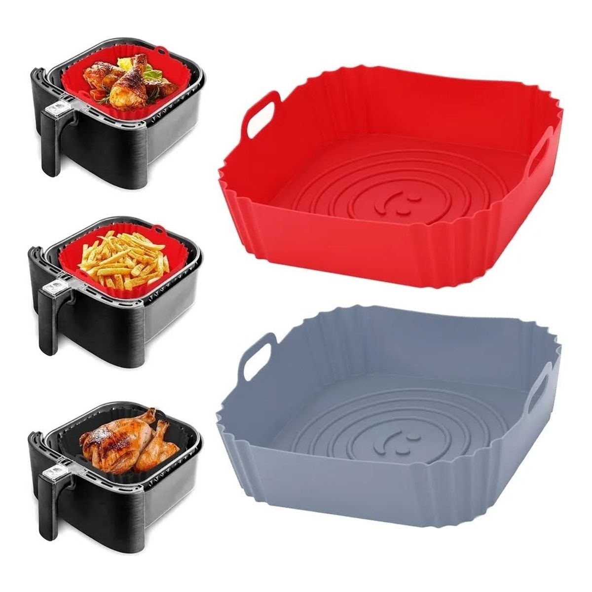 U BUY - Set X2 Bandeja Silicona Anti Adherente Cuadrada Freidora