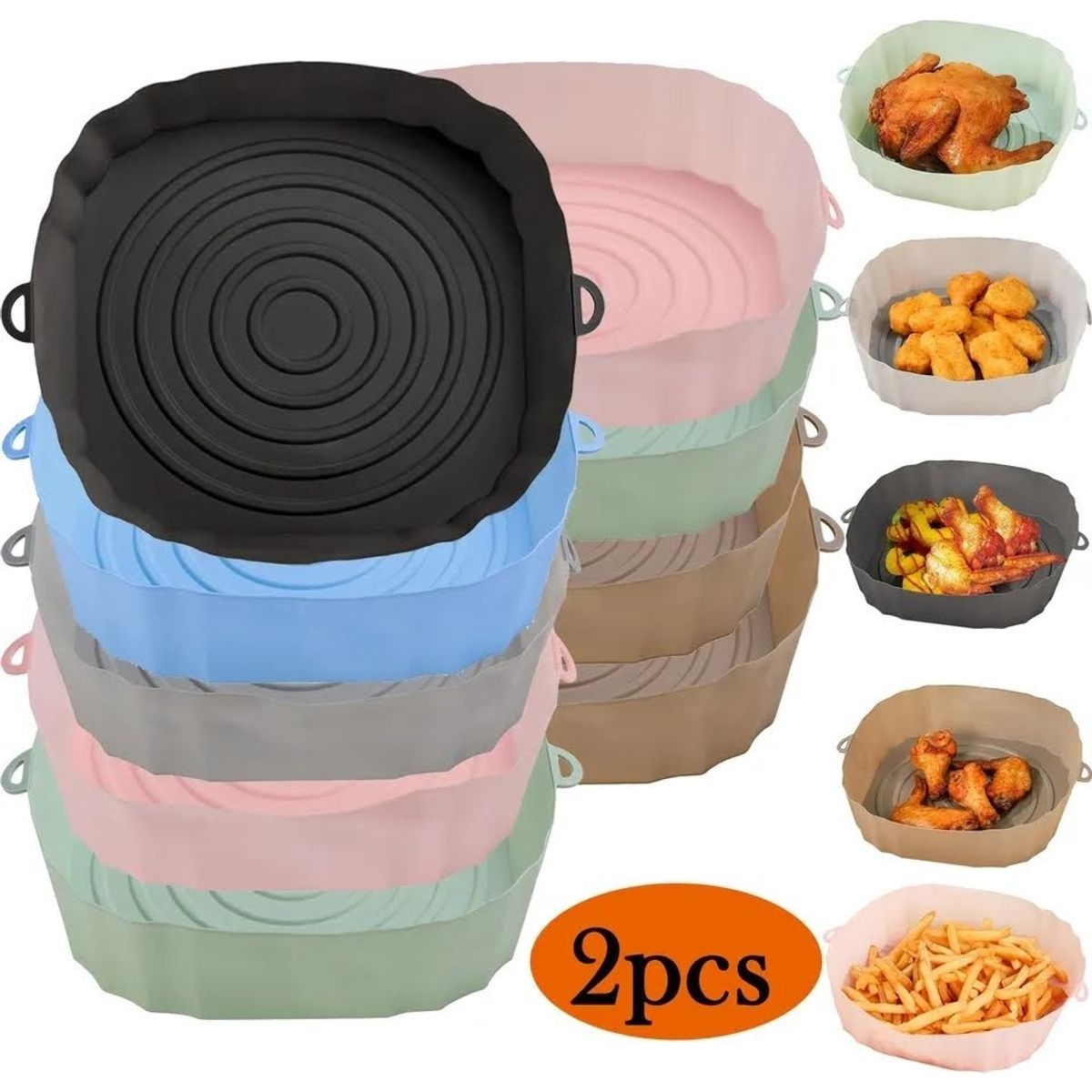 U BUY - Set X2 Bandeja Silicona Anti Adherente Cuadrada Freidora