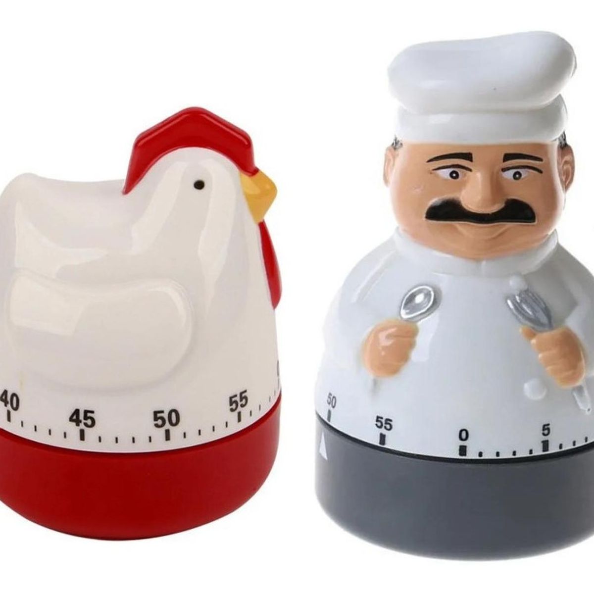 GEN - 2x Timer Cocina Temporizador Forma Gallina Cocinero A Cuerda