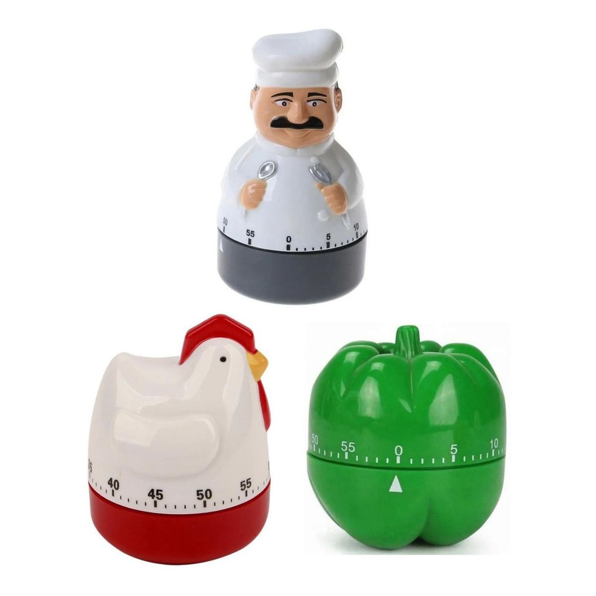 GEN - 3x Timer Cocina Temporizador De Gallina Cocinero Pimenton