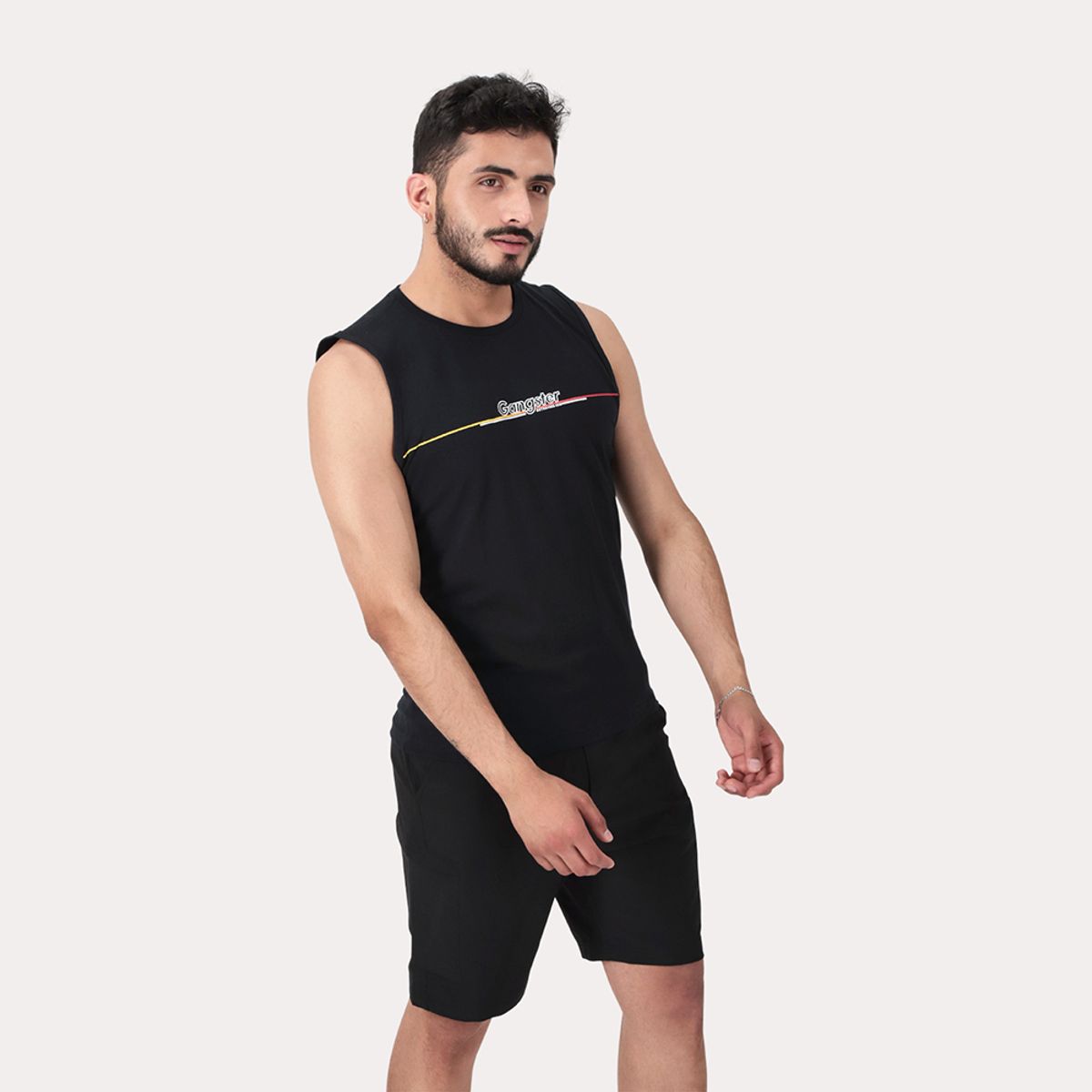 GANGSTER - Polera Sm Sunset Negro Gangster