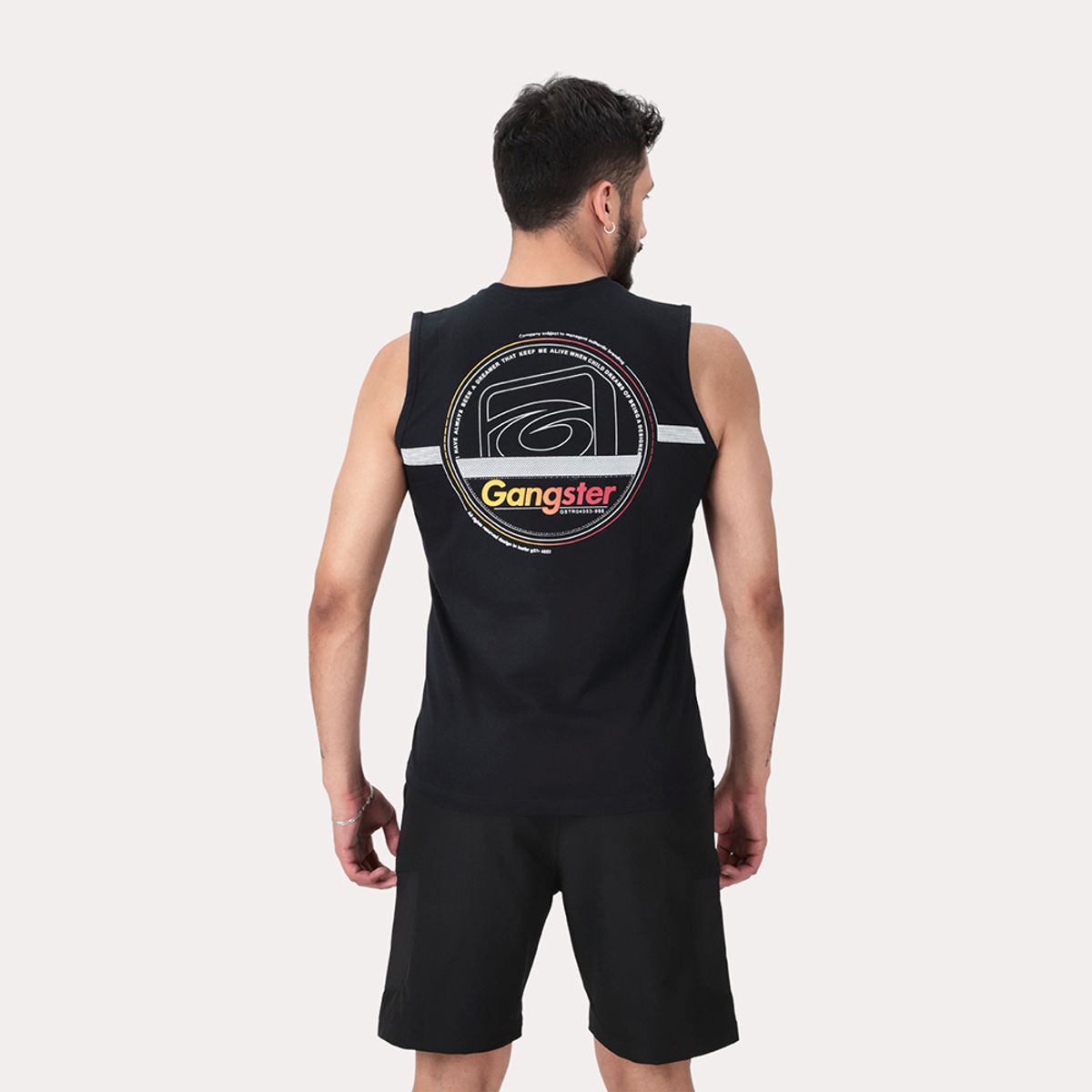 GANGSTER - Polera Sm Sunset Negro Gangster