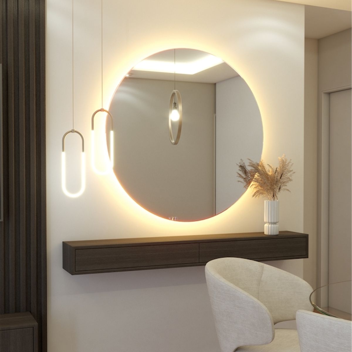 DELL ORTO - Espejo redondo 60 cm con luz LED y bastidor…