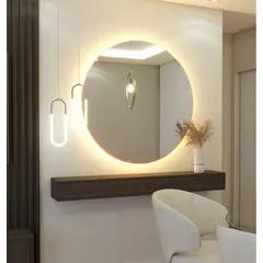 DELL ORTO - Espejo redondo 60 cm con luz LED y bastidor