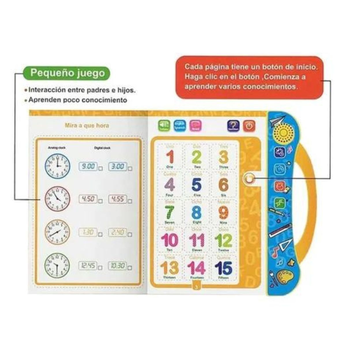 GENERICO - Libro Interactivo Táctil con Sonido Español  Inglés