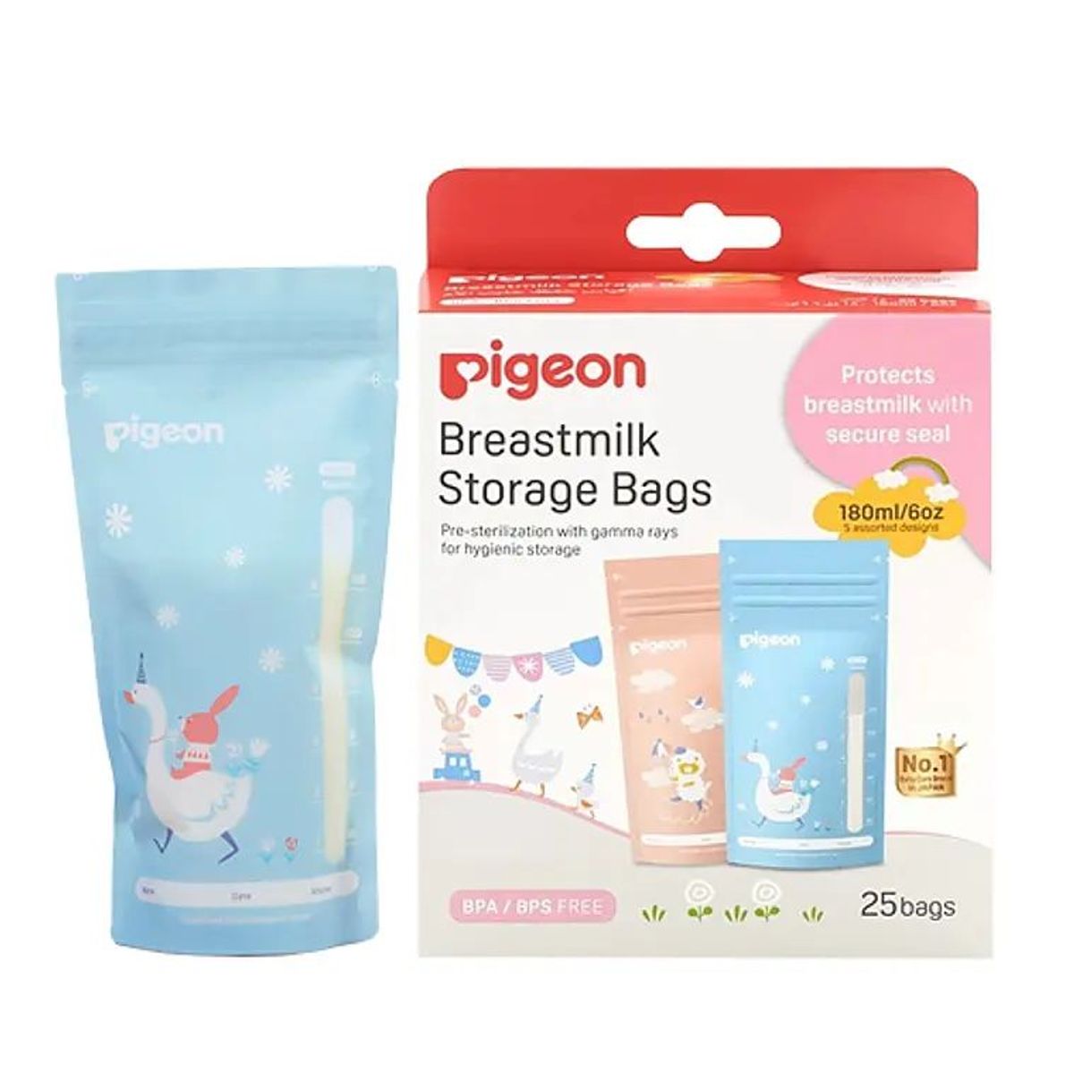 PIGEON - Bolsa para almacenar leche materna 25un 180ml PIGEON