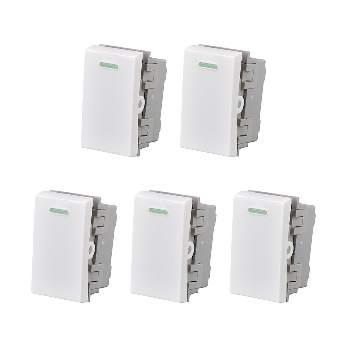 GENERICO - Pack 5 Modulo Interruptor 9/24 10A 250V Diseño Simple Blanco