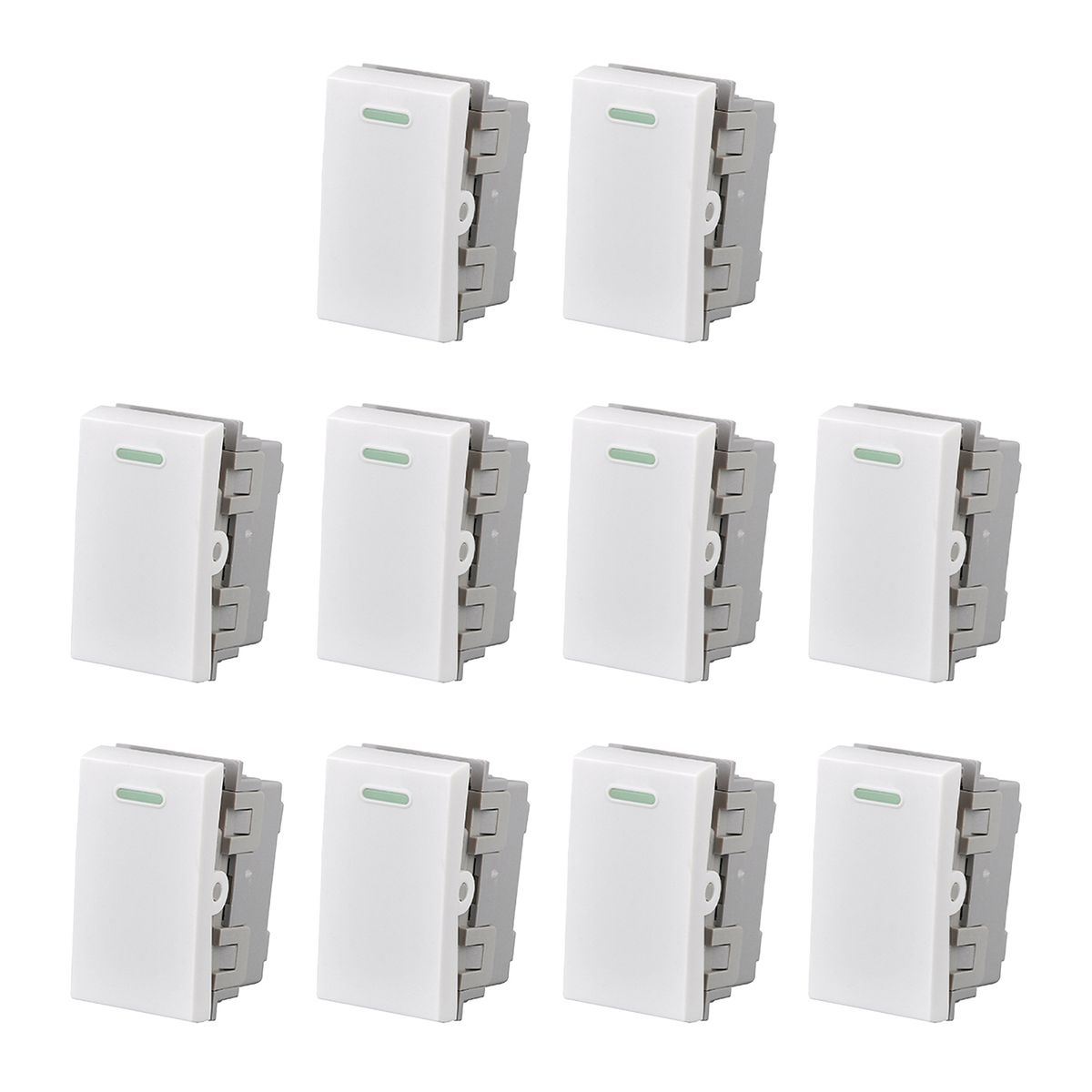 GENERICO - Pack 10 Modulo Interruptor 9/24 10A 250V Diseño Simple Blanco