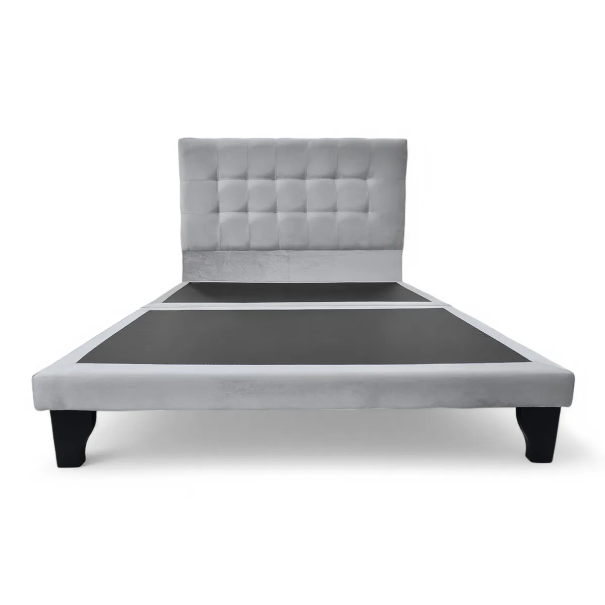 GENERICO - Base Europea 2 Plazas Dividida Felpa Gris  + Respaldo 2 Plazas Valencia Felpa Gris