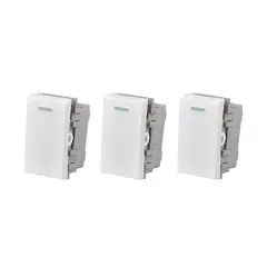 GENERICO - Pack 3 Modulo Interruptor 9/24 10A 250V Diseño Simple Blanco