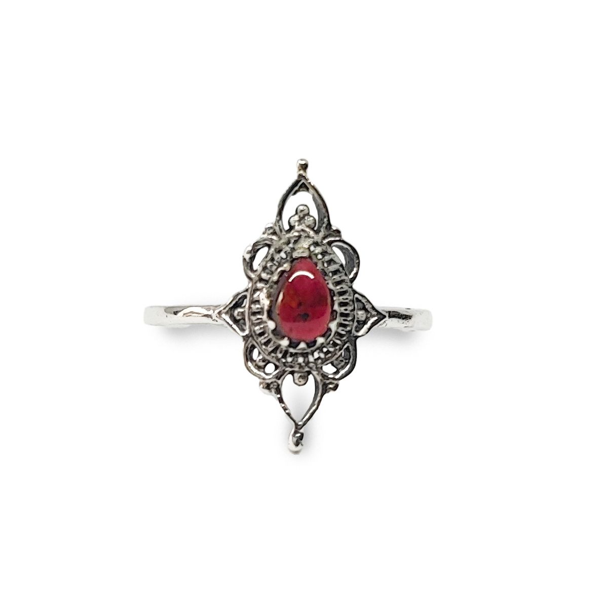 COGGIOLA - Anillos Ishani Piedra Granate Plata Fina 925