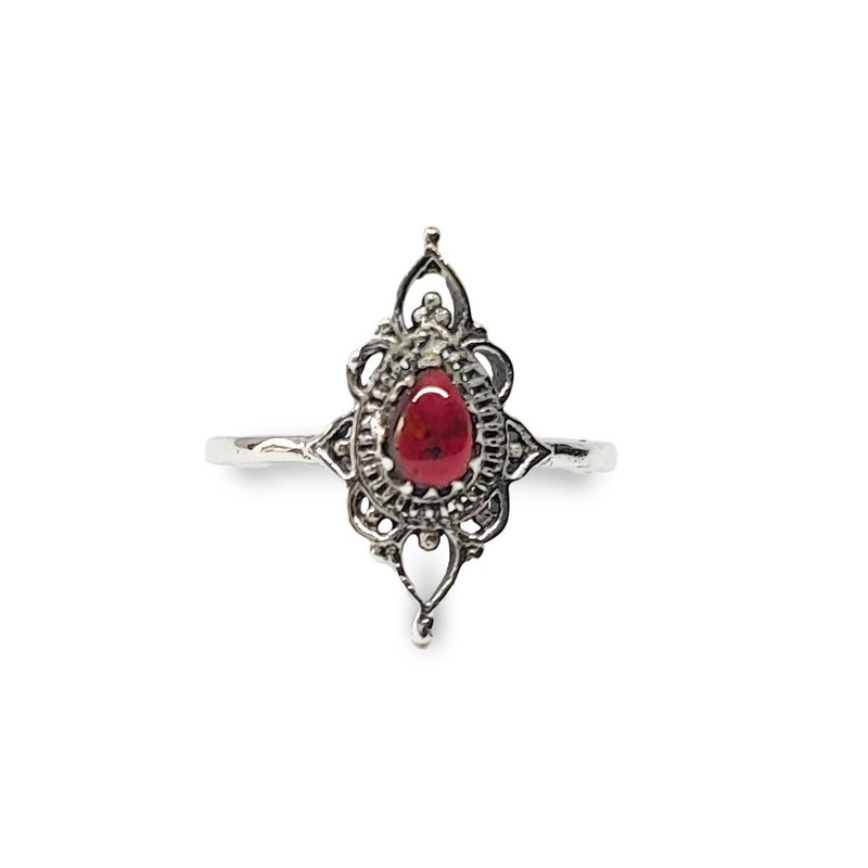 ANDREA COGGIOLA JOYAS - Anillos Ishani Piedra Granate Plata Fina 925