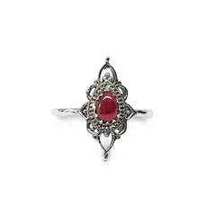 COGGIOLA - Anillos Ishani Piedra Granate Plata Fina 925