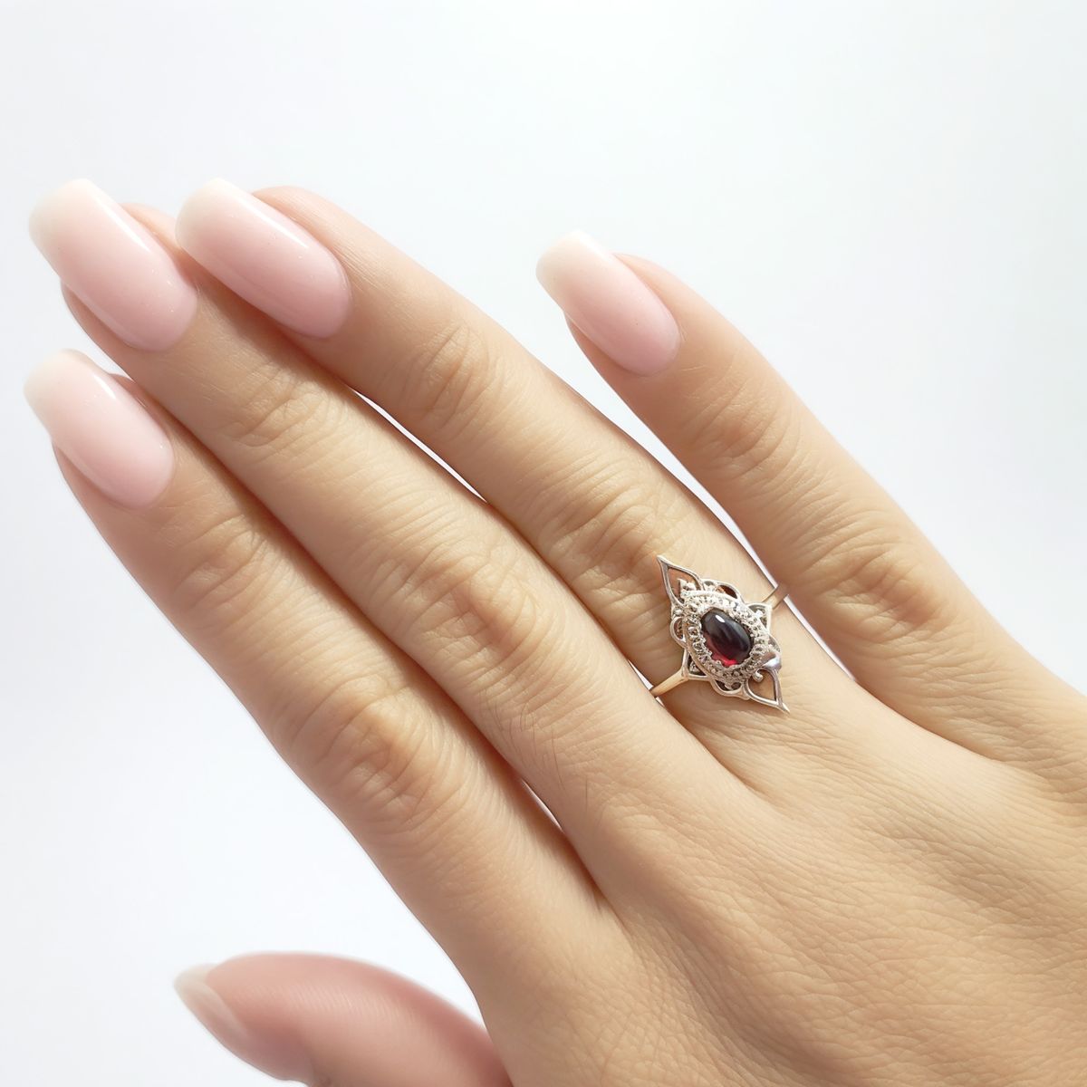 COGGIOLA - Anillos Ishani Piedra Granate Plata Fina 925