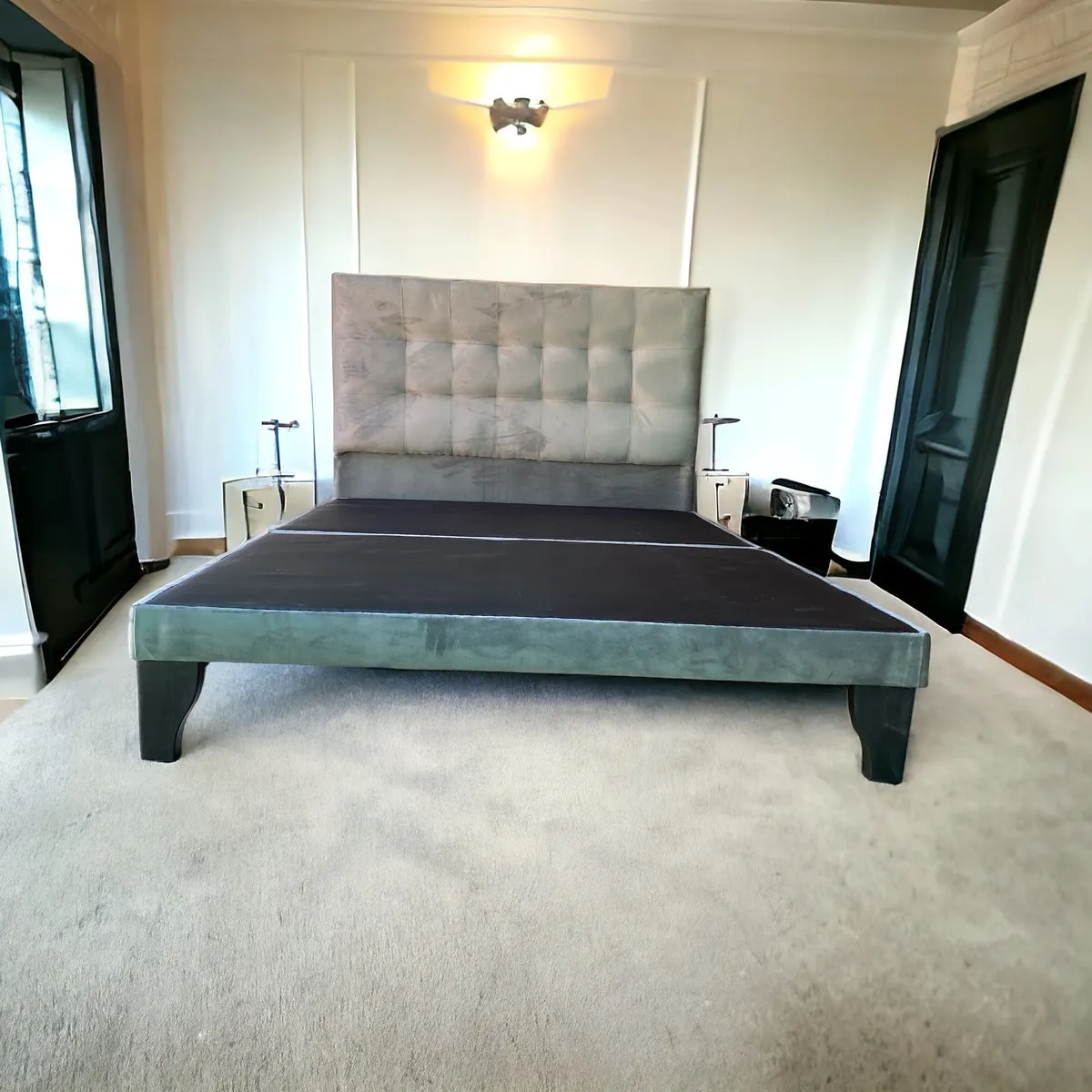 MBC - Base Europea King  Respaldo King Valencia Felpa Gris