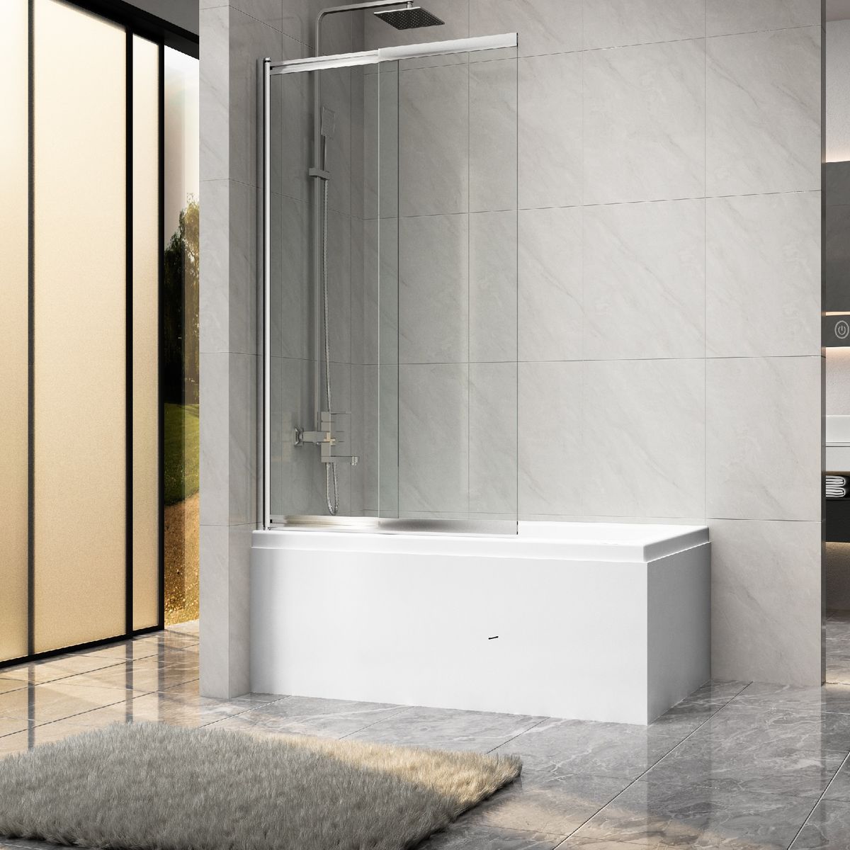 GENERICO - MAMPARA CORREDERA Y PIVOTE PARA TINA DE BANO 100 6mm