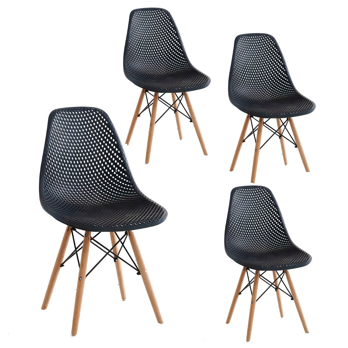 GENERICO - Kit 4 sillas modelo Eames diseño Smarthome color Negro