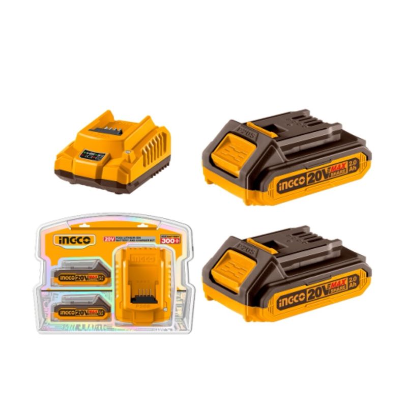 INGCO - Set De 2 Baterias 2 Ah + Cargador Normal 20v Ingco Fbcpk1222