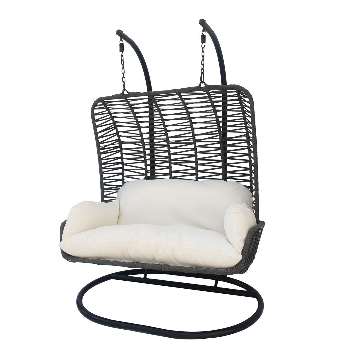 RELAN - Silla Colgante Doble para Terraza con Base y Cojines