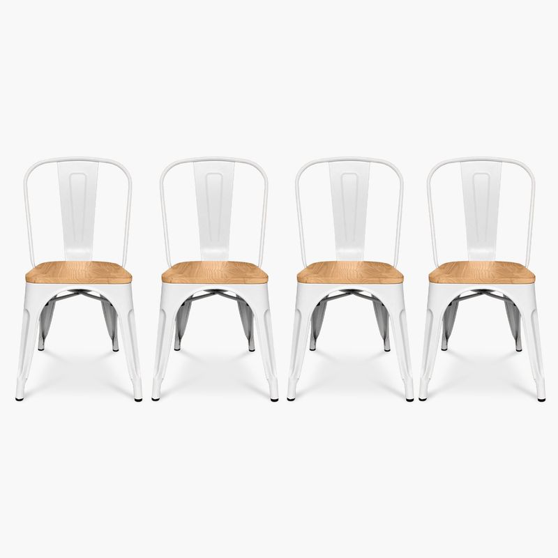FORM DESIGN - Pack 4 Sillas Tolix Asiento Madera Blanco Form
