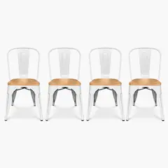 FORM DESIGN - Pack 4 Sillas Tolix Asiento Madera Blanco Form