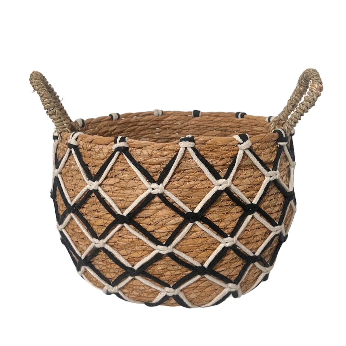 OEM - Macetero Cesto Canasto Organizador Tejido Mimbre Malla Pequeño