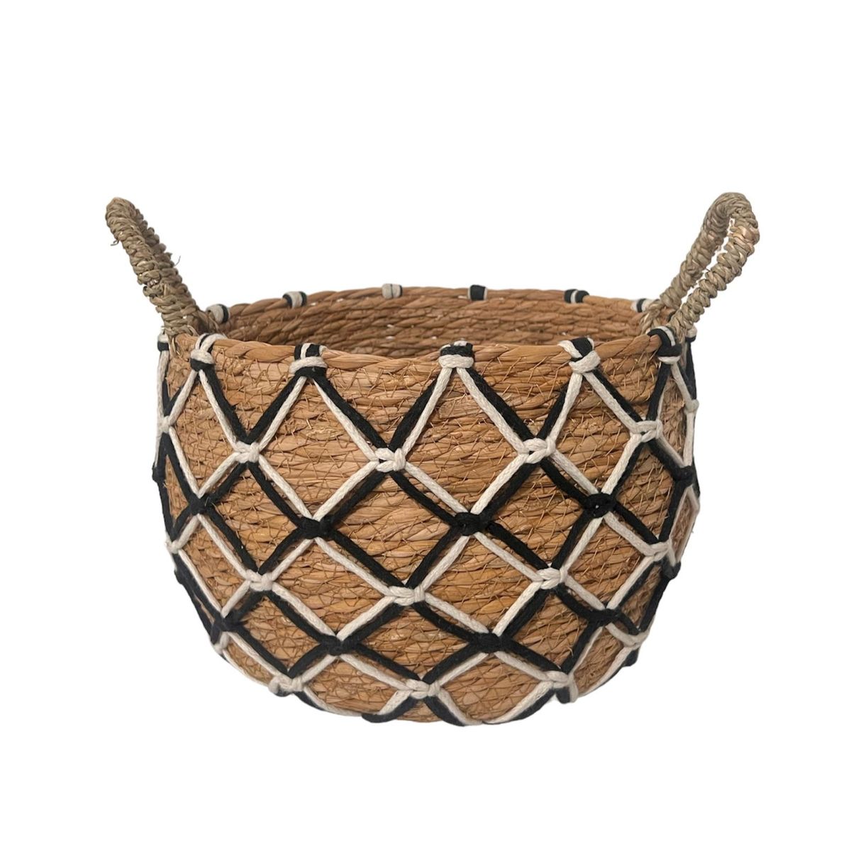 OEM - Macetero Cesto Canasto Organizador Tejido Mimbre Malla Pequeño