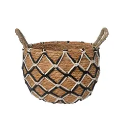 OEM - Macetero Cesto Canasto Organizador Tejido Mimbre Malla Pequeño