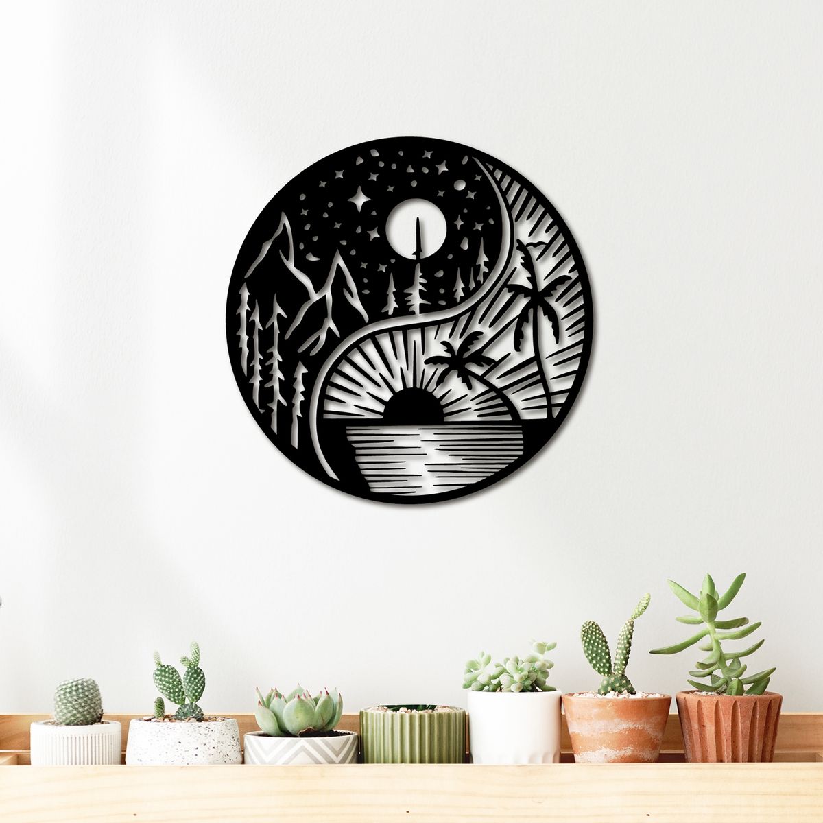 ELAB PROPIA - Cuadro Yin y Yang Paisaje 40x40cm - Madera Fun Republic