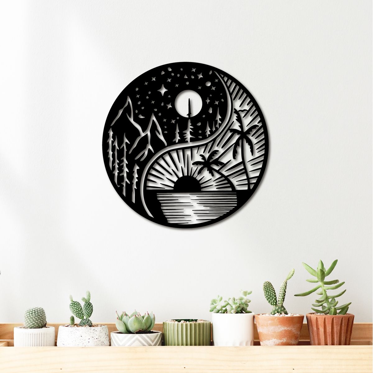 ELAB PROPIA - Cuadro Yin y Yang Paisaje 40x40cm - Madera Fun Republic