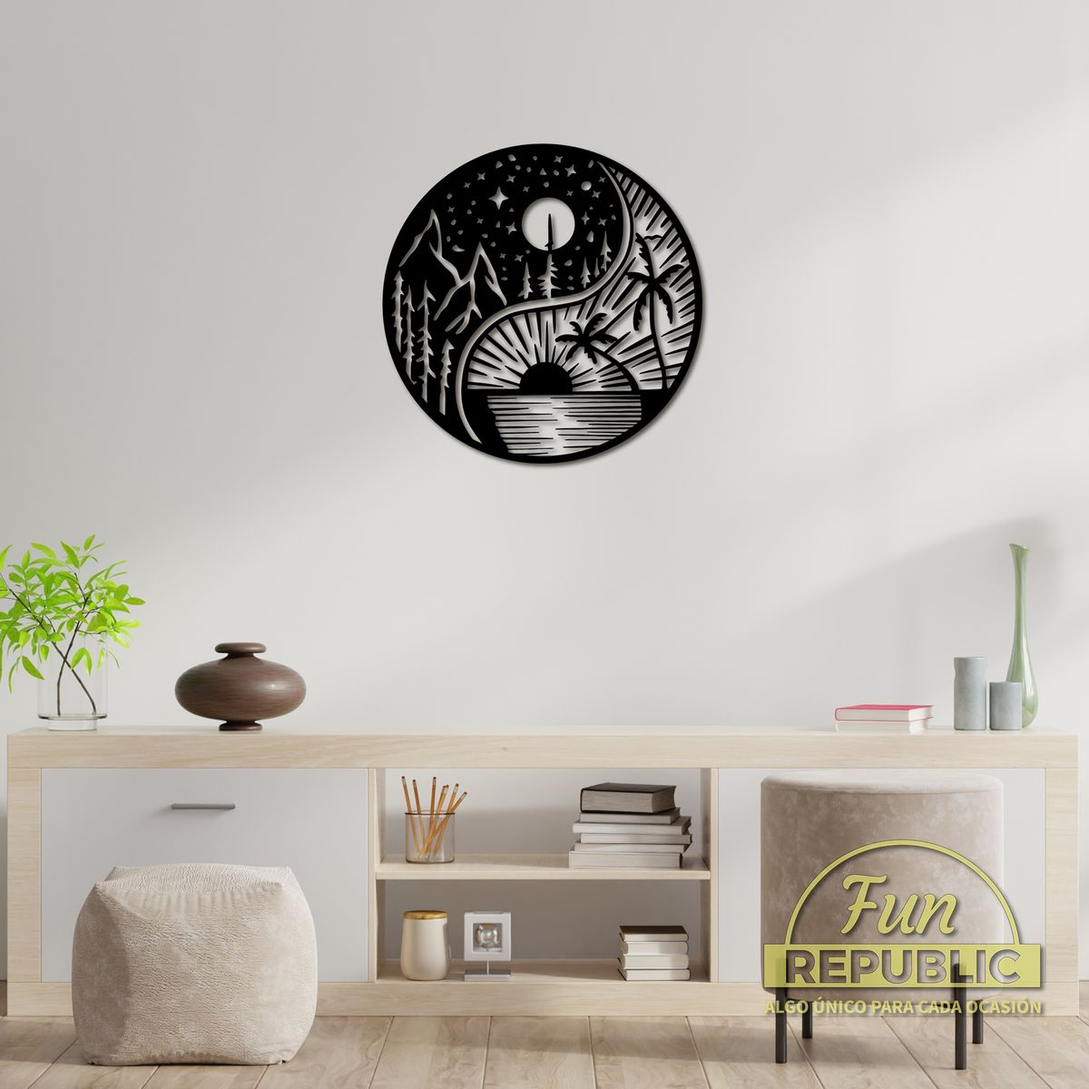 ELAB PROPIA - Cuadro Yin y Yang Paisaje 40x40cm - Madera Fun Republic