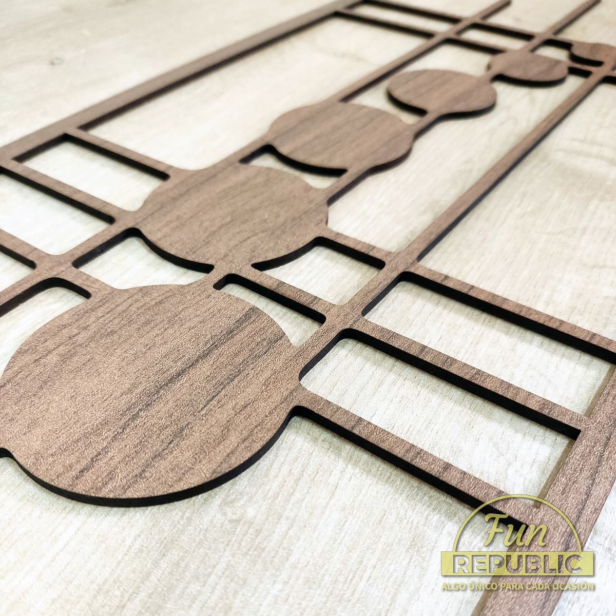 ELAB PROPIA - Cuadro Decorativo Moderno 45x20cm - Madera Café Fun Republic