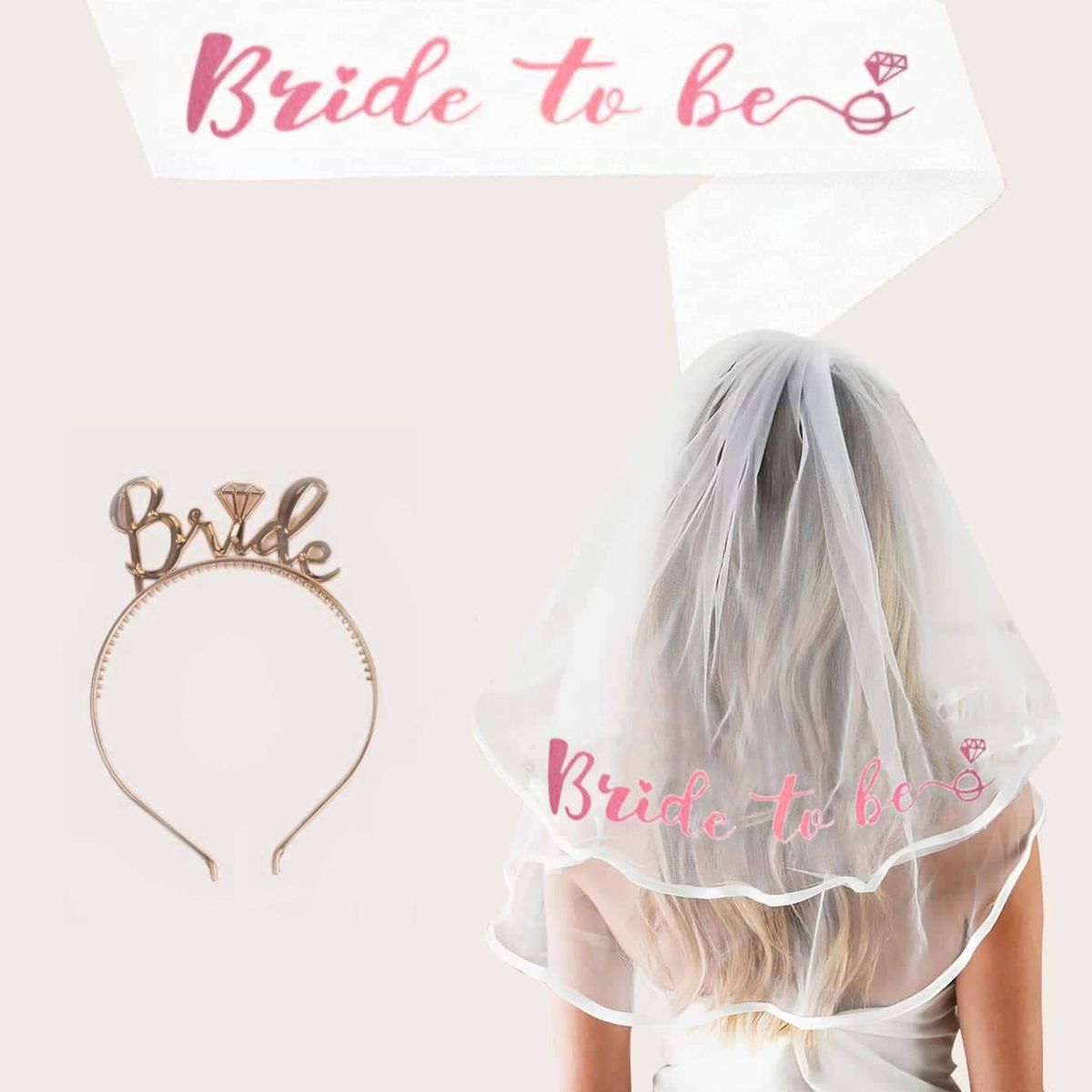 VATYERTY - 3 piezas metálico estampado letra fiesta Faja oro rosa