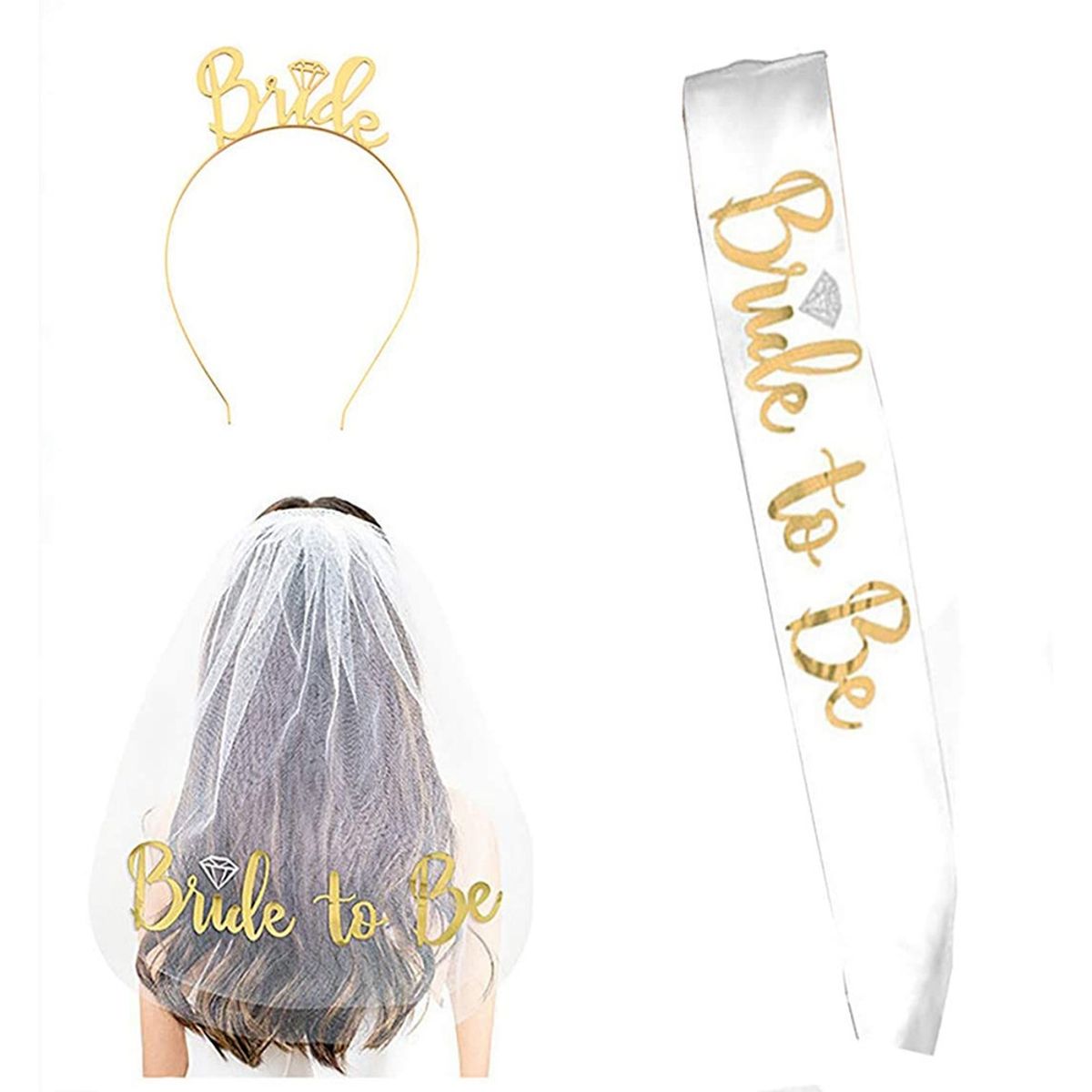 VATYERTY - 3 piezas metálico con estampado de letra fiesta Faja oro