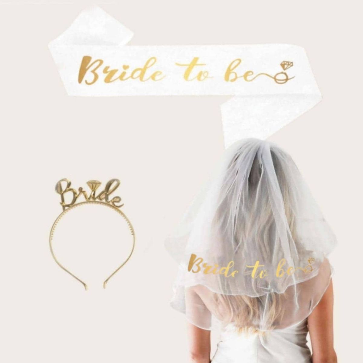 VATYERTY - 3 piezas metálico con estampado de letra fiesta Faja oro