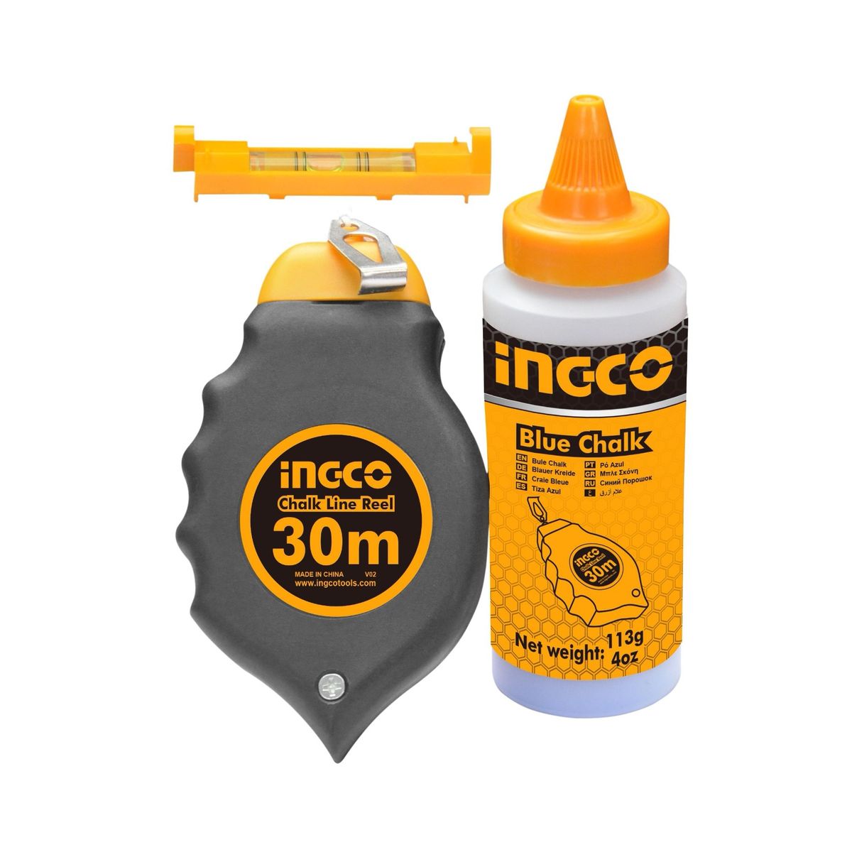 INGCO - Set Tizador 30m Con Tiza 113g Y Nivel Ingco Hclr0130