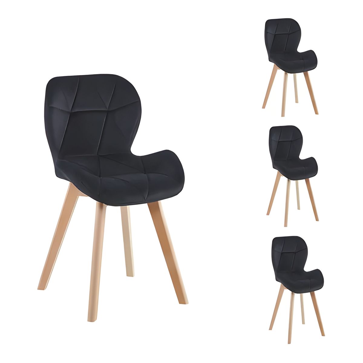 GENERICO - Pack 4 Sillas Mariposa Fija Negras