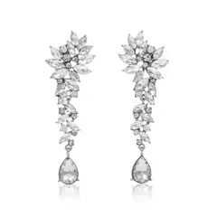 VATYERTY - Mujer 1 par Pendientes largos con diseño de diamante plata