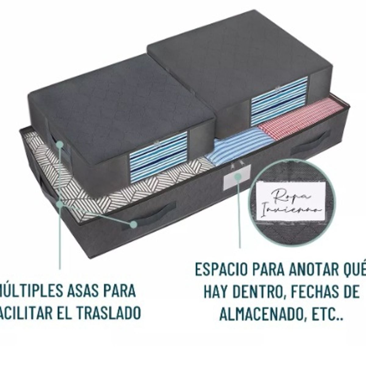 GENERICO - Organizador De Ropa Bajo Cama Almacenamiento Set X 3