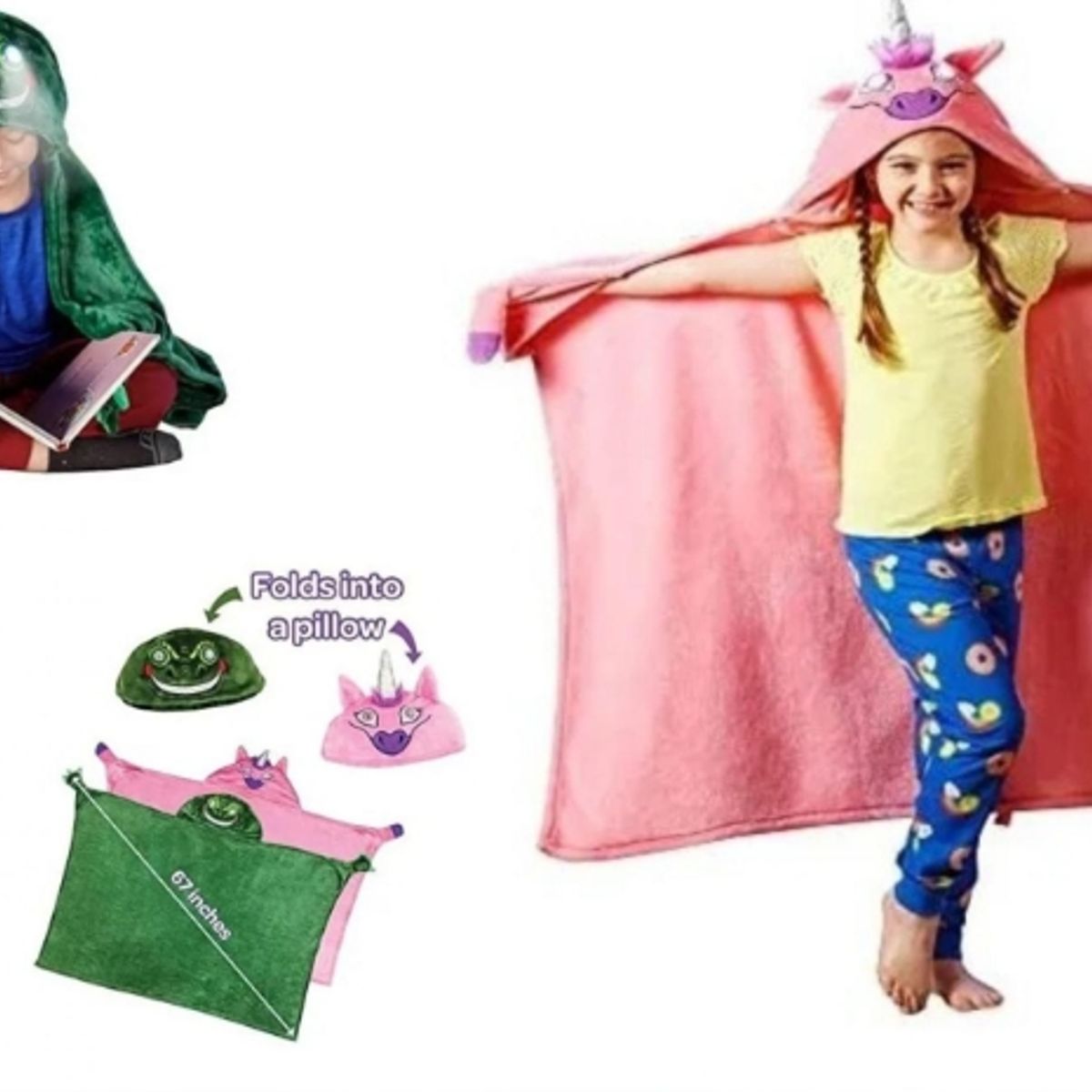 GENERICO - Frazada Con Luces Led Manta Con Capucha Verde