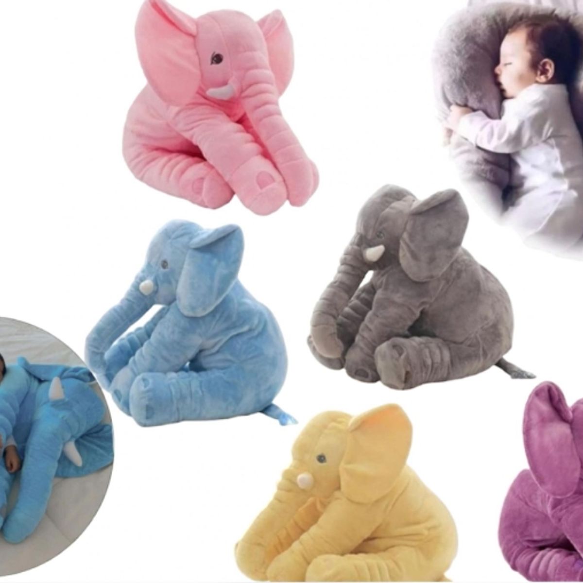 GENERICO - Almohada Peluche Elefante De Apego Rosado