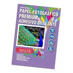 MALIK - Papel Adhesivo Glossy 135gm 50 hojas + 4 Tintas para Epson Etank L4260