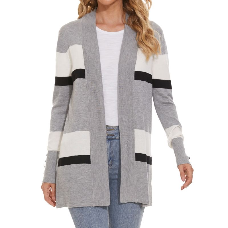 MOSS ROSE - Chaqueta cárdigan de manga larga para mujer con punto abotonado