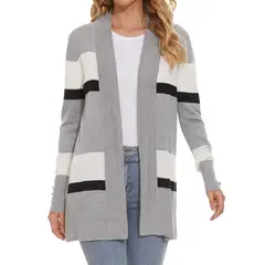 MOSS ROSE - Chaqueta cárdigan de manga larga para mujer con punto abotonado